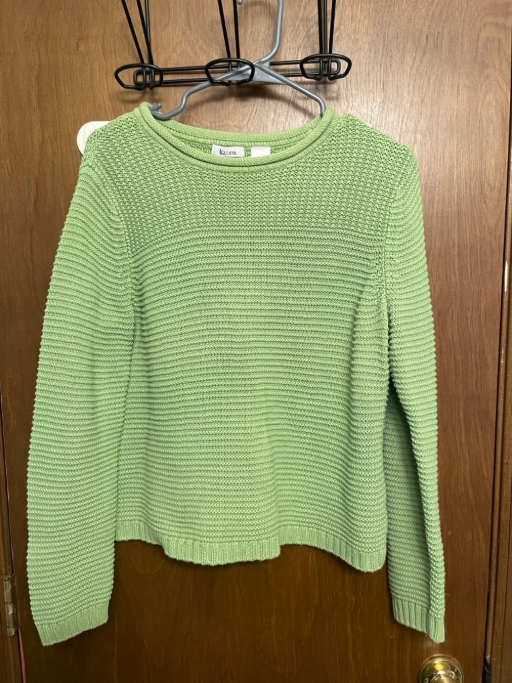 Liz Claiborne Mint Green Textured Crewneck Sweater
